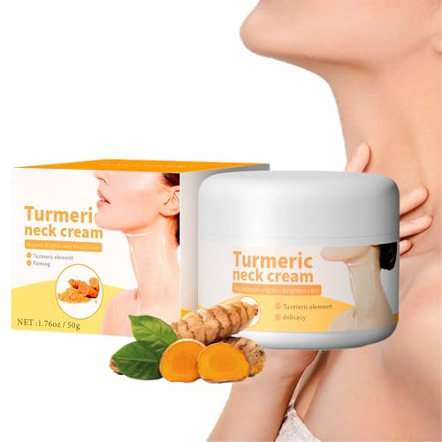 Nackenstraffende Creme mit Kurkuma, Kurkuma Nackencreme zur Straffung Anti-Aging-Feuchtigkeitscreme, reduziert Nackenfalten, Lifting-Creme für schlaffe Haut, feine Linien, Dekolleté für jeden Hauttyp