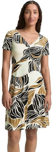 Tom Tailor Damen 1045309 Kleid, 37999 - Neutral Cut Leaves Design, 38 EU