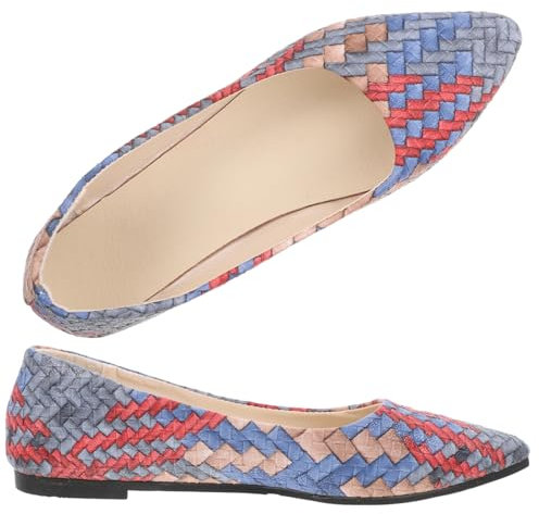 TENDYCOCO Ballet Flat Shoes for Women Stylish PU Shoes Comfortable and Fashionable Pointed Toe Red Size 38 for Occasion