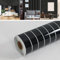 3D Wood Effect Self Adhesive Wallpaper, 40cm x 3m Wooden Slats Wrap Wall Paper Peel and Stick, Waterproof Faux Wood Panel Wall Covering Paper Roll for Living Room, Bedroom, Furniture (Black)