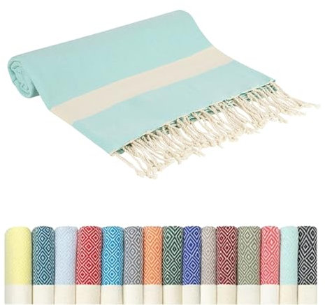 Flora Furora Saunahandtuch Saunatuch Damen + Herren, Hamamtuch groß 100x200 XXL: lang, platzsparend, leicht | Sauna Handtuch, Wellness Spa Tuch (Aqua, 200 x 200 cm)