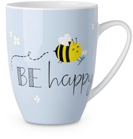 la Vida Becher für Dich mit Botschaft Tasse aus Porzellan Biene, BE happy, 250ml