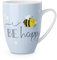 la Vida Becher für Dich mit Botschaft Tasse aus Porzellan Biene, BE happy, 250ml
