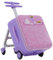 Jovikids Kinderkoffer zum Draufsitzen, 3 in 1 32L Trolley Kinder mit Teleskopstange und 4 Rollen, Reisekoffer Kinder, Faltbar und abnehmbar, mehrere Fächer (Rosa)