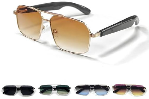 Bluetooth Smart Sunglasses for Men Women Shades with Open Ear Audio UV400 Protection Wireless Sun Glasses with Built-in Speakers Waterproof Sports Eye Glasses for Cycling Driving Fishing Travel Music