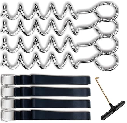 4Pcs Tent Stake Anchors Corkscrew Shape Trampoline Stakes Spirals Ground Anchors Stakes Tent Accessories Easy To Use