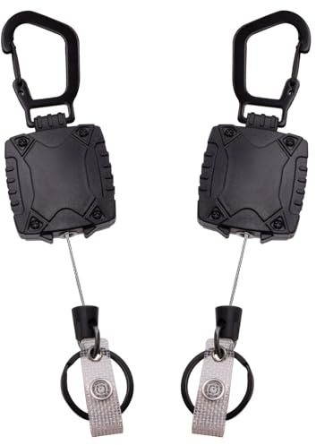 Noviatrix 2 Stück Schlüsselanhänger Ausziehbar, Schlüsselband Ausziehbar mit 65cm Stahlseil, Heavy Duty Retractable Keychain Tragkraft 240g für Schlüssel Kartenhalter Badges