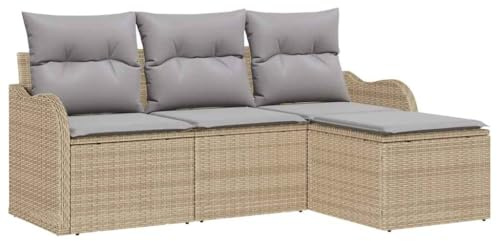 vidaXL Gartensofa-Set 4 STK. Beige Poly-Rattan