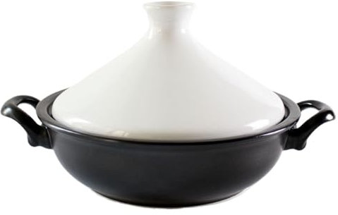 SXTYYH Traditionnel En Céramique D'argile Tajine Marocain for La Cuisson Avec Couvercle Conique Et Deux Poignées Plat Tajine for Cuisson Lente, Ragoûts(Blanc)