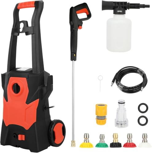 Electric Pressure Washer, 120Bar 5L/min Pressure Washers, 1400w Power Washers for Patio and Car, Power Jet Washers with Insulation Handle, 5-Nozzle Set for Cars/Fences/Driveways/Home/Patios