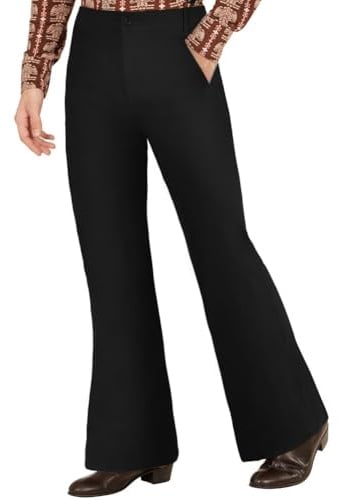 AYBUY Pantalon Évasé pour Homme, Tenue Disco Pantalons Rétro Années 70 pour Homme Déguisement Pantalon Évasé Slim des Années 60 pour Carnaval et Vie Guotidienne