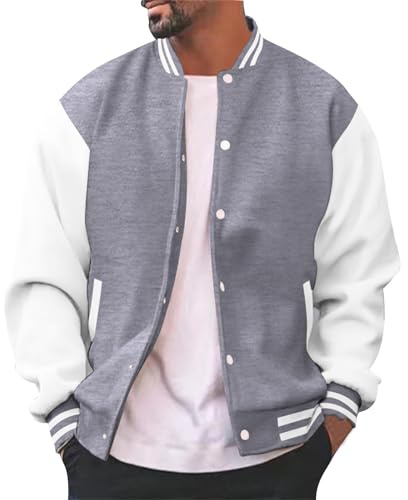 Herren Stylish Jacke, lässig, Slim Fit, Baumwolle, Letterman, Baseball, Bomberjacke, Urb An Classic College-Jacke Herren Winter Blau