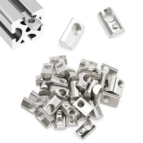 LINTRA 50 Stück Nutensteine M10 Nut 10 T mit Kugel, 45-Serie M10 Nutensteine Dachträger, Kohlenstoffstahl Nutsteine, für Aluprofil C Profil 3D Drucker CNC Europanorm