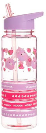 Squishmallows Patty Water Bottle – 650ml Wristband Banded Drinks Bottle with Straw, BPA-Free, Easy-Clean Design