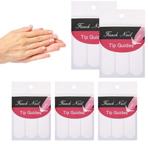 240 Pack French Tip Stickers 5 Sheets Self Adhesive Nail Art Stencils French Manicure Nail Polish Stickers Set DIY Tool Accessories for Nails Art Design Decoration Tools