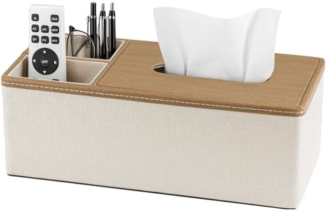 SUNNYNESTb Tissue Box Home Office Rectangular Tissue holder with Remote Control Storage Organizer Box Desktop Storage Organizer Dispenser for Tabletop, Bathroom