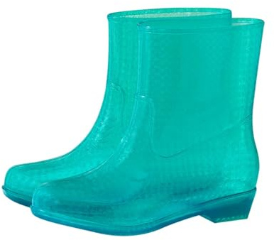 Generisch Stivali da pioggia stivaletti antiscivolo per adulti eleganti scarpe da pioggia trasparenti, verde, 38 EU