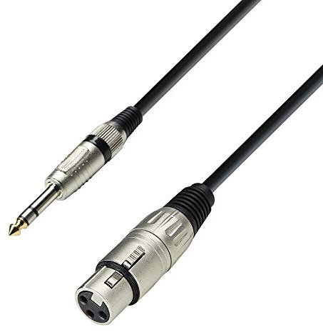 Adam Hall Cables 3 STAR BFV 1000 - Symmetrisches Kabel, 3-Pol XLR female auf 6,3mm Klinkenstecker stereo, schwarz, 10m