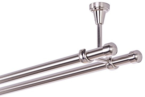 MDEKOR Gardinenstange 19 mm 2-Läufig Deckenbefestigung Edelstahloptik Metall Neu (280)