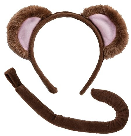 Wicked Costumes Childrens Animal Ears Headband & Tail Set Fancy Dress Accessory - Monkey