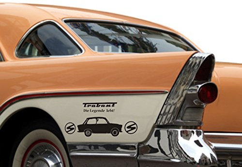 blattwerk-design KFZ-Aufkleber, Trabant - Die Legende lebt!, Trabi, Autoaufkleber, Kult,DDR, Verschiedene Größen und Farben (M070 Schwarz, 450 mm x 210 mm)