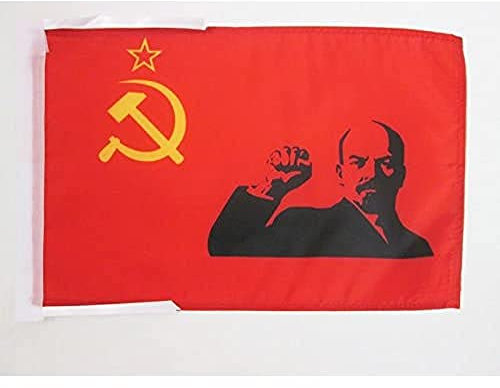 BANDERA de la URSS CON LENIN PUÑO EN ALTO 45x30cm - BANDERINA COMUNISTA SOVIÉTICA 30 x 45 cm cordeles - AZ FLAG