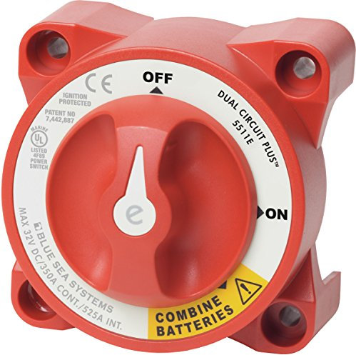 Blue Sea Systems 5511e e-Series Battery Switch Dual Circuit Plus, Red