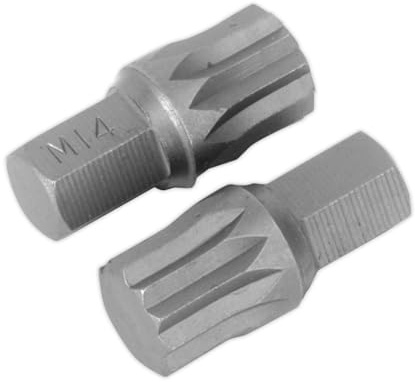 Sealey AK5532 M14 x 30 mm Spline Bit Pack of 2, Silver
