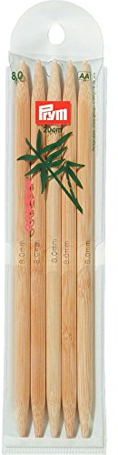 Prym 20 cm 8.00 mm Double Pointed and Glove Knitting Pins Bamboo