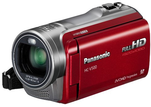 Panasonic HC-V500EG-R Full-HD-Camcorder (7,6 cm (3 Zoll) Touchscreen, 1,5 Megapixel, 38-fach opt. Zoom, 1Mos Sensor, 32mm Weitwinkel, 2D/3D-Umwandlung) rot
