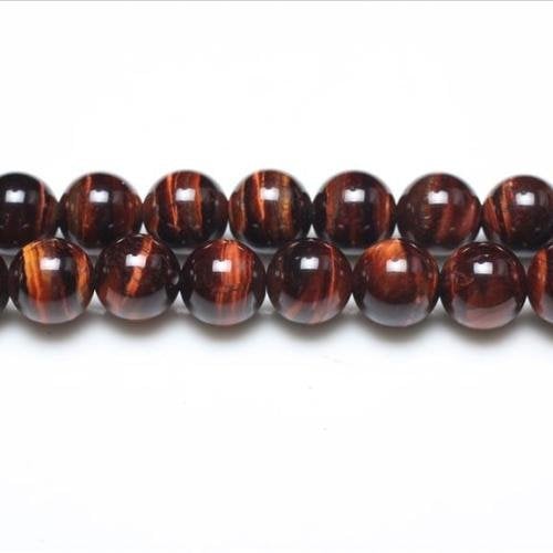 Red/Brown Tiger Eye Beads Plain Round 8mm Strand of 44+