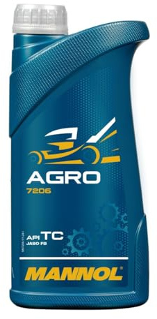 MANNOL 7206 Agro 2-Takt-Motoröl mineralisch, API TC, JASO FB, 1L | Aschefreies Additiv für Gartengeräte und Agrartechnik, schützt vor Ablagerungen, passend für Husqvarna 2-Takt-Motoren