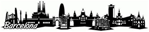 Samunshi® Barcelona Skyline Aufkleber Sticker Autoaufkleber City Gedruckt - 40x8,3cm schwarz