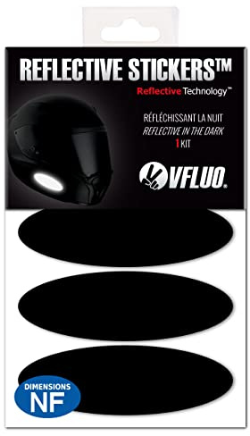 VFLUO - Set 4 Streifen Ovale Sticker Reflektierend Motorradhelm - Selbstklebend In FR zugelassen - 3M™ Technology – Sichtbarkeit – Diskret & Design - Maximaler Halt - Schwarz