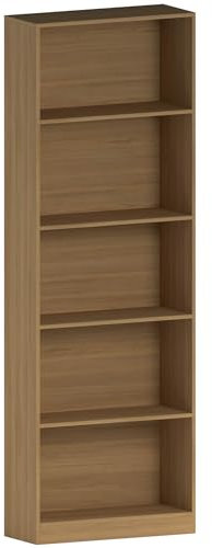 Vida Designs Cambridge 5 Tier Extra Large Bookcase, Oak Wooden Shelving Display Storage Unit Office Living Room Furniture