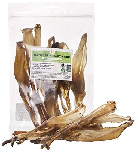 JR Pet Products 200g Rabbit Ears Natural Hypoallergenic Dog Treat Chew Low Fat & Odour (Approximately 20 Ears)