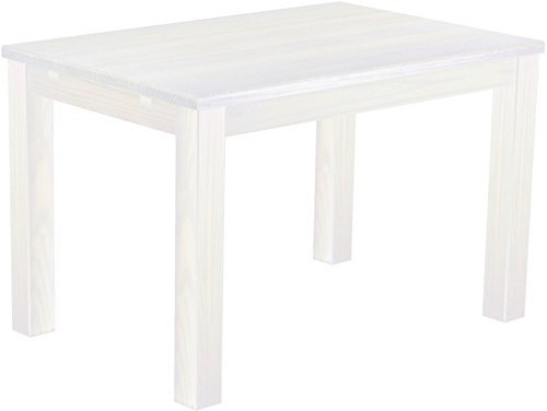 Esstisch Rio Classico 120x80 cm Pinie Weiß Holz Pinie Massivholz Esszimmertisch Echtholz ausziehbar vorgerichtet für Ansteckplatten Brasilmöbel