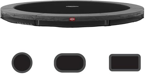 BERG Favorit InGround Grau Premium Gartentrampolin, Hohe Qualität Kinder Trampolin, Kindertrampolin Gartentrampolin, Gartentrampolin (Grau, 380 Round)