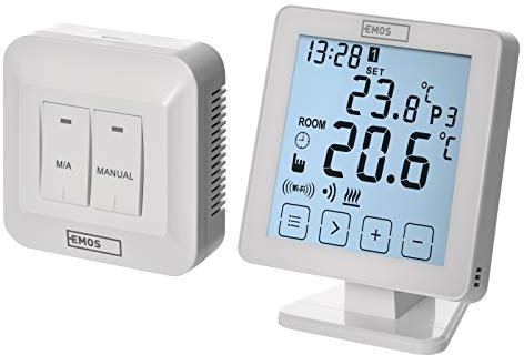 EMOS P5623 Termostato Inteligente programable, calefacción de Agua y Sistemas de refrigeración/regulador de Temperatura Ambiente con aplicación de Control iOS/Android, Blanco, 15 x 96 x 96 mm
