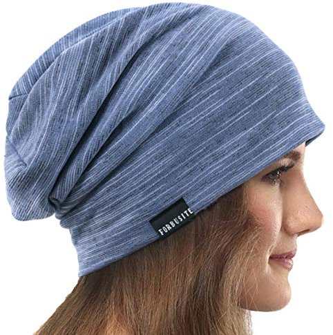VECRY Damen Slouchy Mütze Dünne Sommer Schädelkappe Turban Sanft Schlafen Chemo Strickmützen (1 Bläulich)