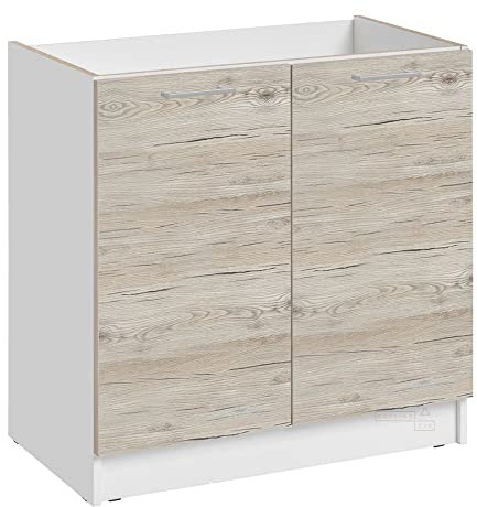 Cuisineandcie - Meuble sous-évier Eco Noyer Blanchi 2 Portes L 80 cm