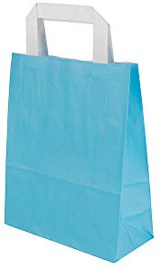 BIOZOYG Papiertragetaschen mit Flachhenkel 80g 18+8x22cm I feste Papier Tüten Kraftpapier I Geschenktüten groß Give Aways Party Tüten I Papierbeutel Blockboden 25 Papiertaschen hellblau
