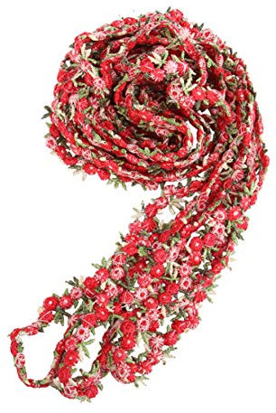 EXCEART Blumen Spitzenborte Spitzenband Spitzenbordüre Blumenband Dekoband Geschenkband für Nähen Applikation Kleidung Handwerk Scrapbooking Hochzeit Haarschmuck Deko Rot