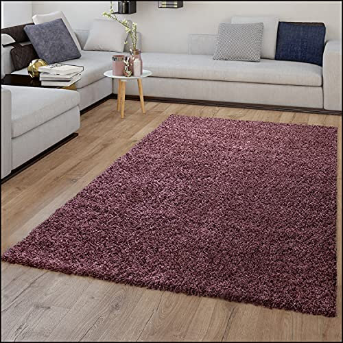 TT Home Teppich Hochflor Wohnzimmer Shaggy Soft Und Flauschig Moderne Unifarbene Designs, Farbe: lila, Größe:160x220 cm