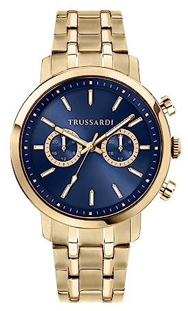 Trussardi Herren-Armbanduhr, Kollektion T-Couple, multifunktional, Quarz, Stahl, PVD, Gelbgold, R2453147002