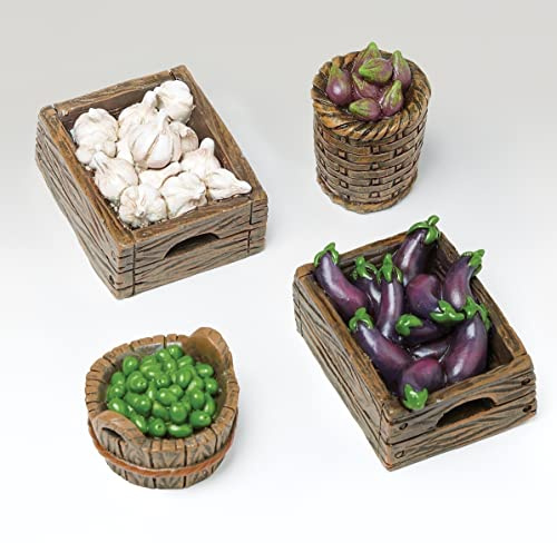 Fontanini by Roman Inc., Basket & Crates, 4 Piece Set, 5 Collection, Nativity Figure and Accessories, Hand Sculpted and Painted