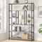 LVB 6 Tier Bookshelf, Tall Bookcase, Display Shelf, Living Room Bookcases, Bookcases Free Standing for Office, Study, Bedroom, Industrial, Storage Shelves, Shelving Unit, Grey, 30 x 120 x 180 cm