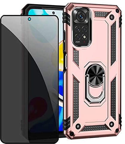 CLYDITE Funda para Xiaomi Redmi Note 11/Redmi Note 11S 4G Carcasa Oro Rosa con Protector de Pantalla de Privacidad, Anti Espía Cristal Templado