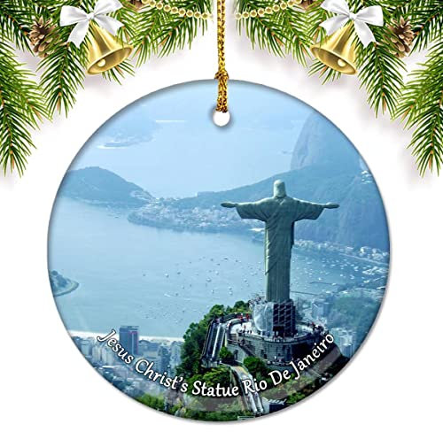 Brasilien Jesus Christus Statue Rio de Janeiro Weihnachtsschmuck für Baum Keramik Anhänger Doppelseitige Ornament Dekor Weihnachtsgeschenke Porzellan Reise Souvenirs