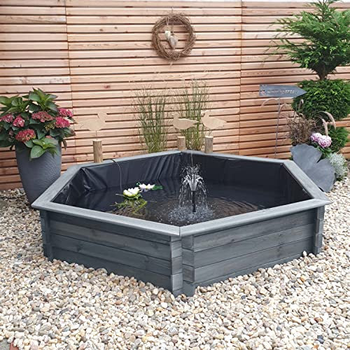 Promadino Sechseck-Hochteich 200cm Solar, grau